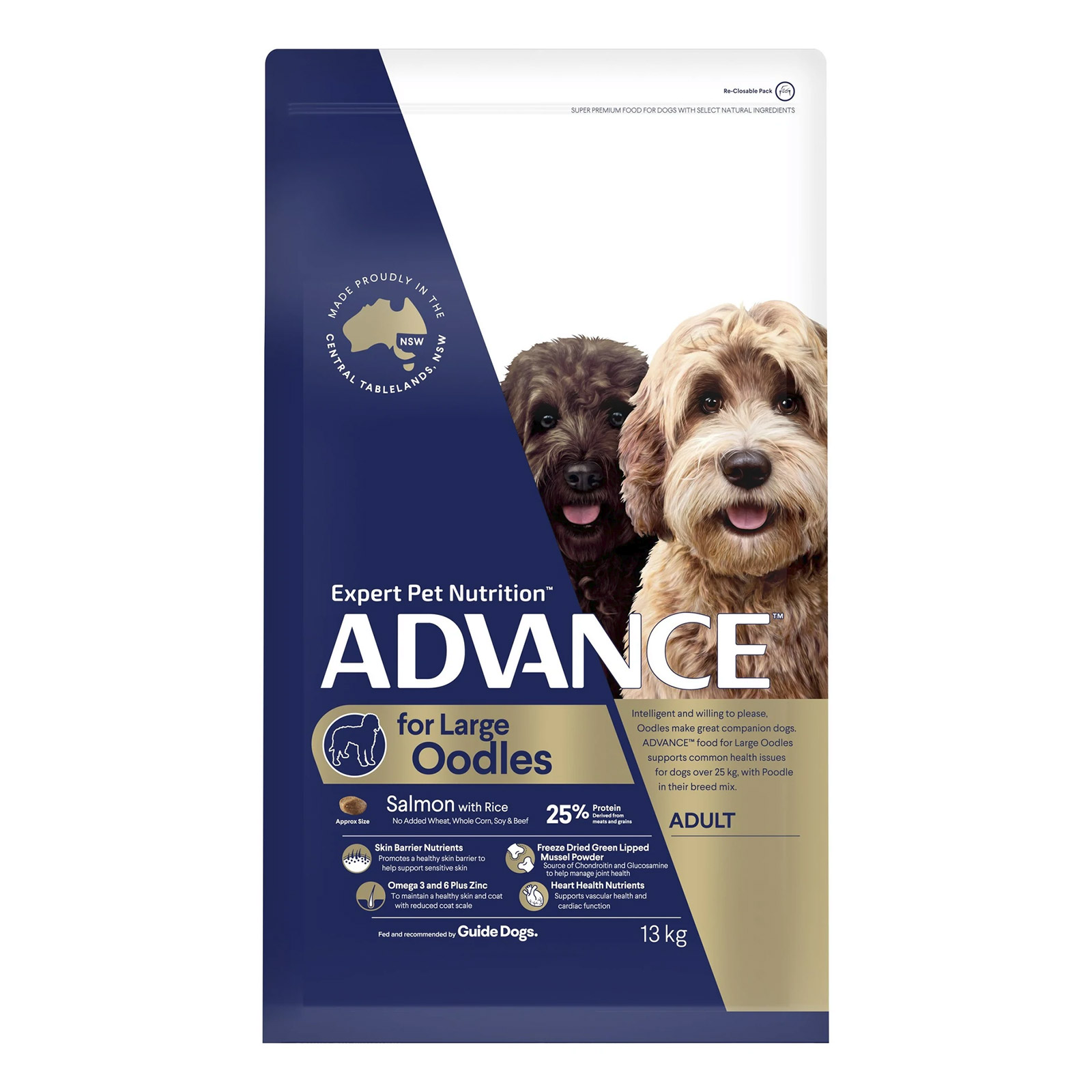 Advance Large Breed Oodles Salmon With Rice 13 Kgs
