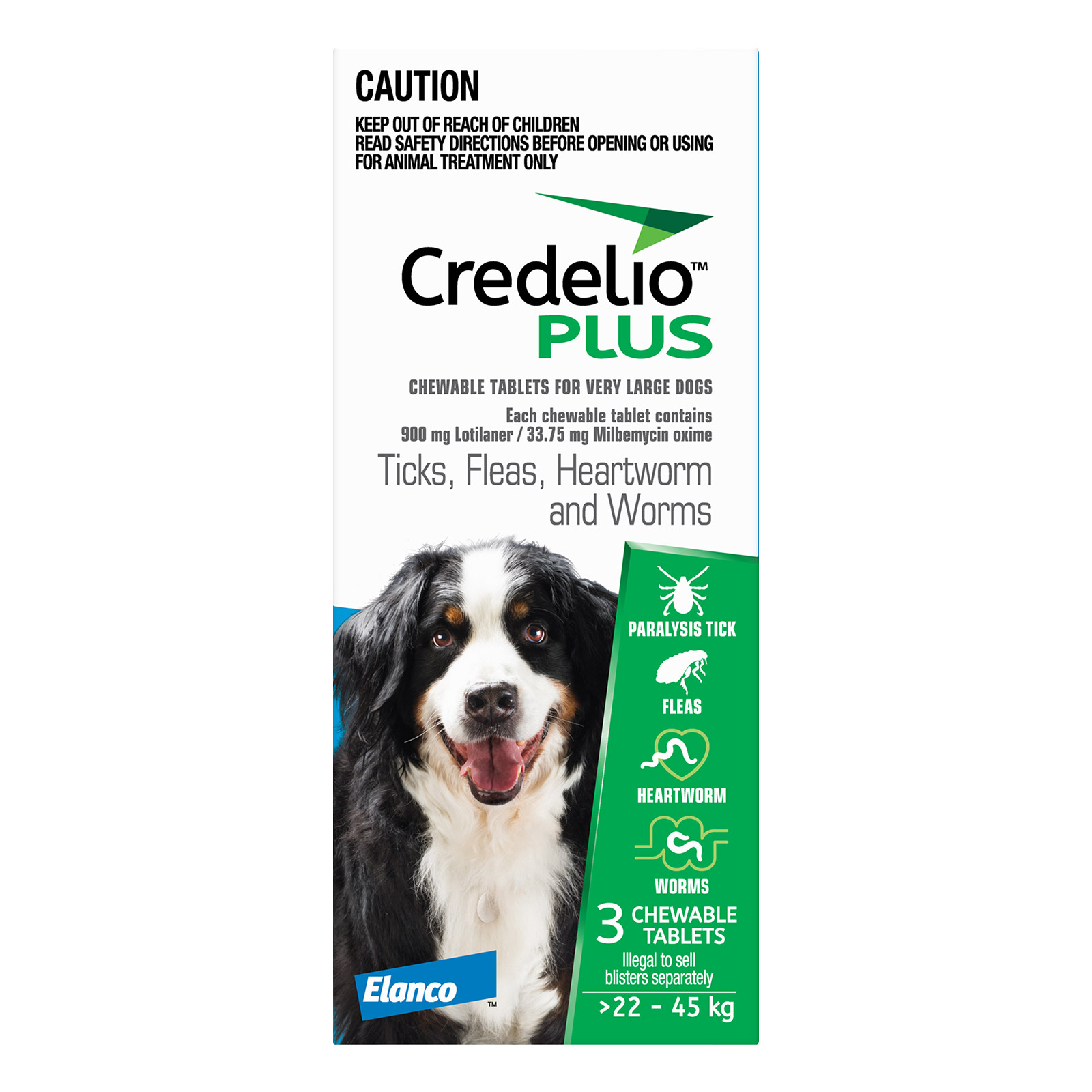 Credelio Plus For Extra Large Dogs 22 45 Kg Blue 3 Chews