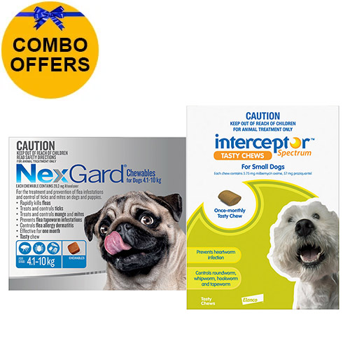 Buy Nexgard + Interceptor Combo Pack For Dogs 4 To 10kg -Nexgard (Blue ...